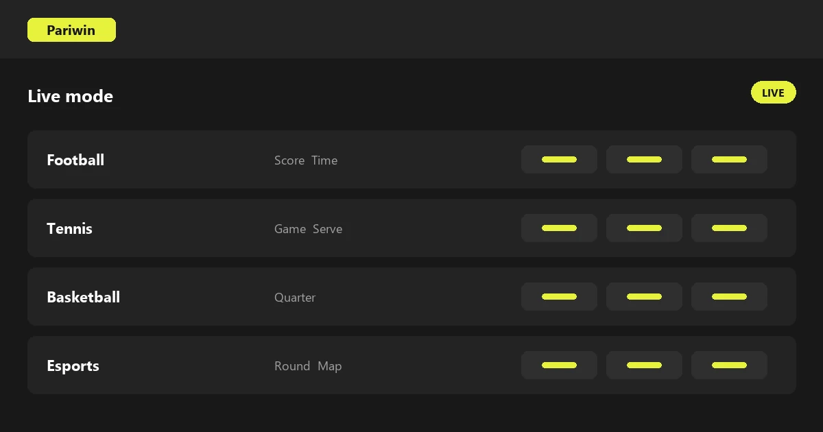 Pariwin live betting with changing odds